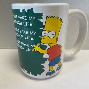 Bart Simpson Coffee Mug Cup “I Will Not Fake My Way Through Life” Chalkboard